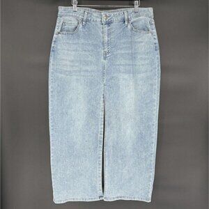 Women's Slit Front Denim Maxi Skirt Size 1X Blue Light Wash Preppy Trendy